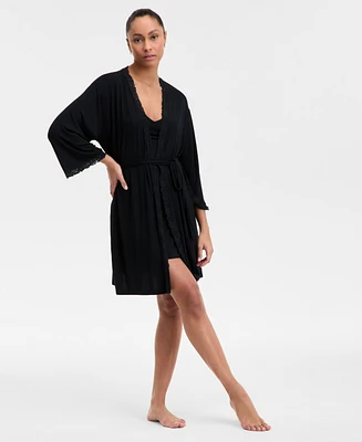 I.n.c. International Concepts Women's Lace-Trim Knit Wrap Robe, Exclusively at Macy's