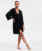 I.n.c. International Concepts Women's Lace-Trim Knit Wrap Robe, Exclusively at Macy's
