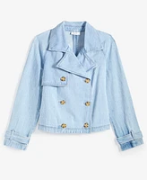 On 34th Women's Cropped Denim Trench Jacket, Exclusively at Macy's