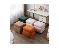 The Pop Home Chic S-Shape Velvet Footstool, Upholstered Makeup Stool, Modern Ottoman for Bedroom, Living Room, and Dressing Area-The