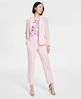 Kasper Womens One Button Blazer Floral Top Straight Leg Pants