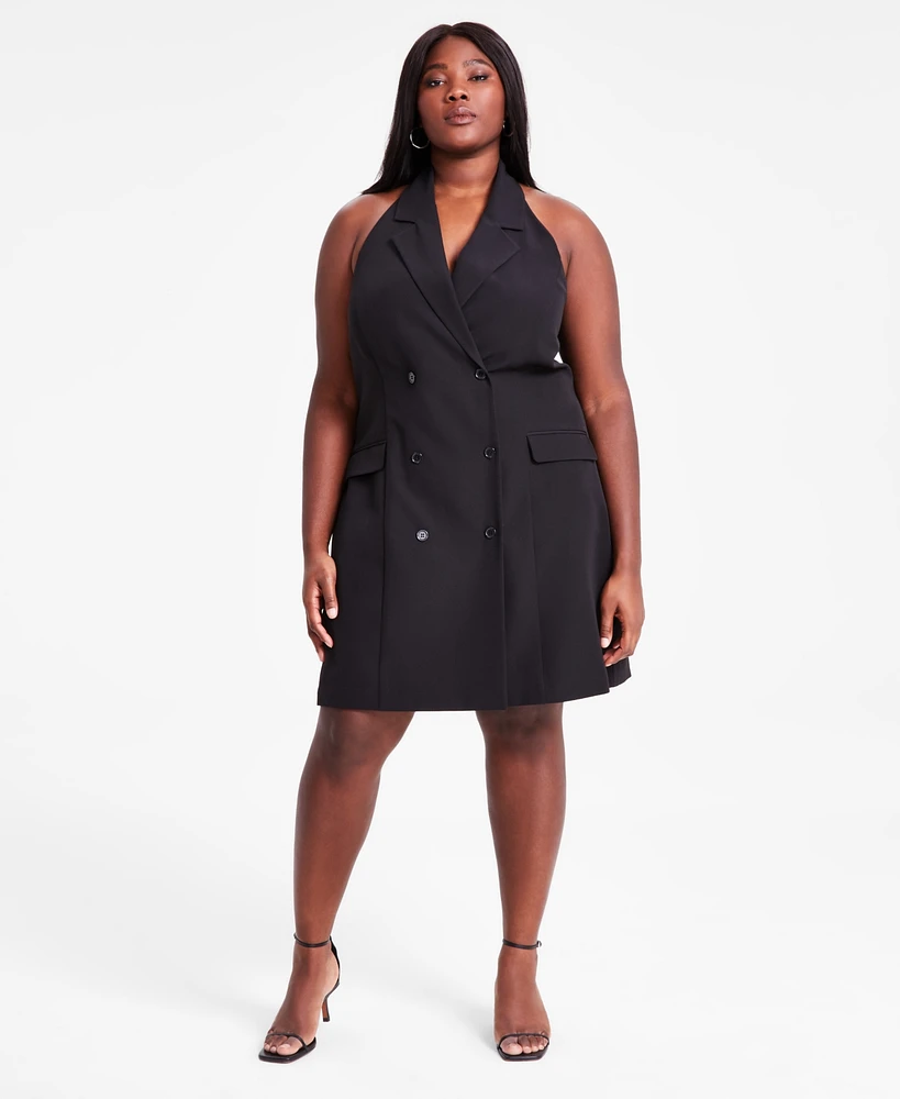 Bar Iii Trendy Plus Halter Sleeveless Blazer Dress, Exclusively at Macy's