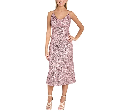 Morgan & Company Juniors' Sequined Tie-Back Midi Dress