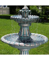 Sunnydaze Decor Nouveau 41-Inch Tall 2-Tier Outdoor Garden Water Fountain - Green