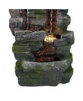 Sunnydaze Decor Towering Cave 14-Inch Indoor Tabletop Water Fountain - Led Light - Electric Submersible Pump with Adjustable Flow