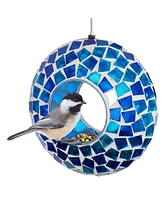 Sunnydaze Decor 6-Inch Glass Hanging Bird Feeder for Outdoors - Fly-Through Wild Bird Feeder