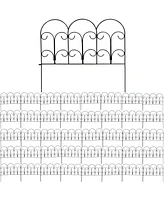 Victorian 60' Set of 40 Decorative Garden Fence Panels - Iron Border Fence - 18" W x 16" H Per Piece - Black