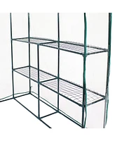 Portable Outdoor Grandeur Walk-In Greenhouse with 4 Steel Wire Shelves and Roll-Up Door - Clear