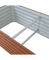 71-Inch Rectangular Raised Garden Bed - Galvalume Steel Vegetable Flower Bed Planter Kit - Brown