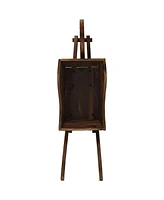 Wooden Decorative Wheelbarrow Planter for Patio, Lawn and Garden - 35" W x 10.25" D x 12" H - Brown