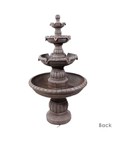 Sunnydaze Decor Mediterranean 49-Inch 4-Tiered Outdoor Water Fountain - Electric Submersible Pump - Fiberglass and Resin