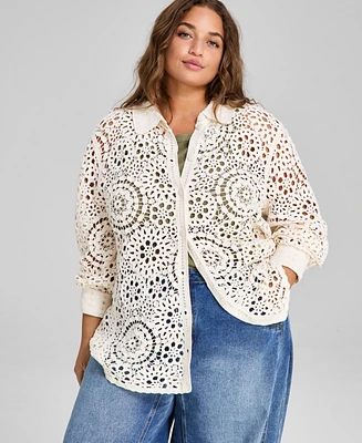 And Now This Plus Size Cotton Crocheted Blouse