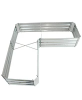 11.75" H Raised Metal Garden Bed - Galvanized Raised Garden Bed Outdoor for Vegetables and Flowers - Brown - L-Shaped