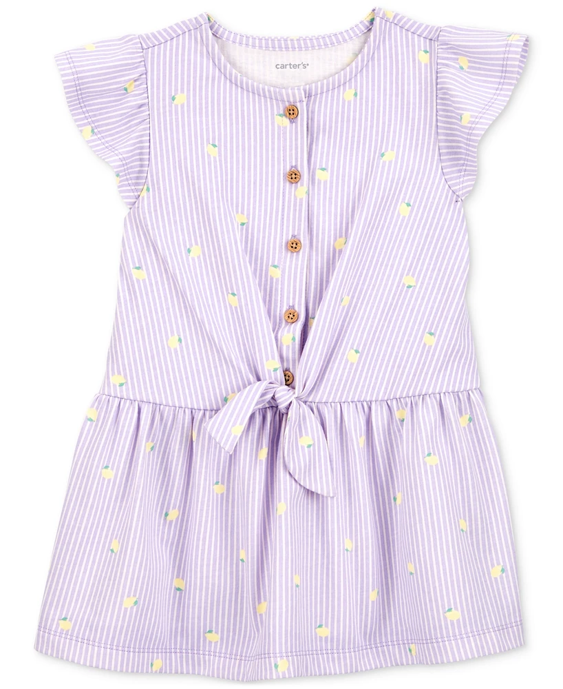 Carter's Toddler Girls Lemon-Print Striped Button-Front Dress