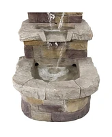 Sunnydaze Decor 21-Inch 3-Tier Brick Steps Outdoor Water Fountain - Patio and Garden Waterfall Feature