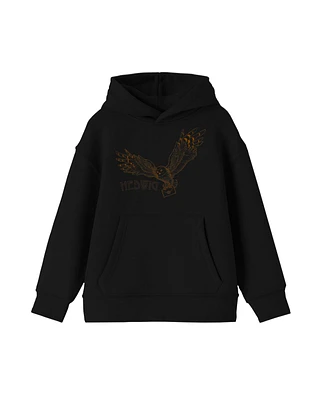 Harry Potter Boys Hedwig Line Art Black Sweatshirt-xl