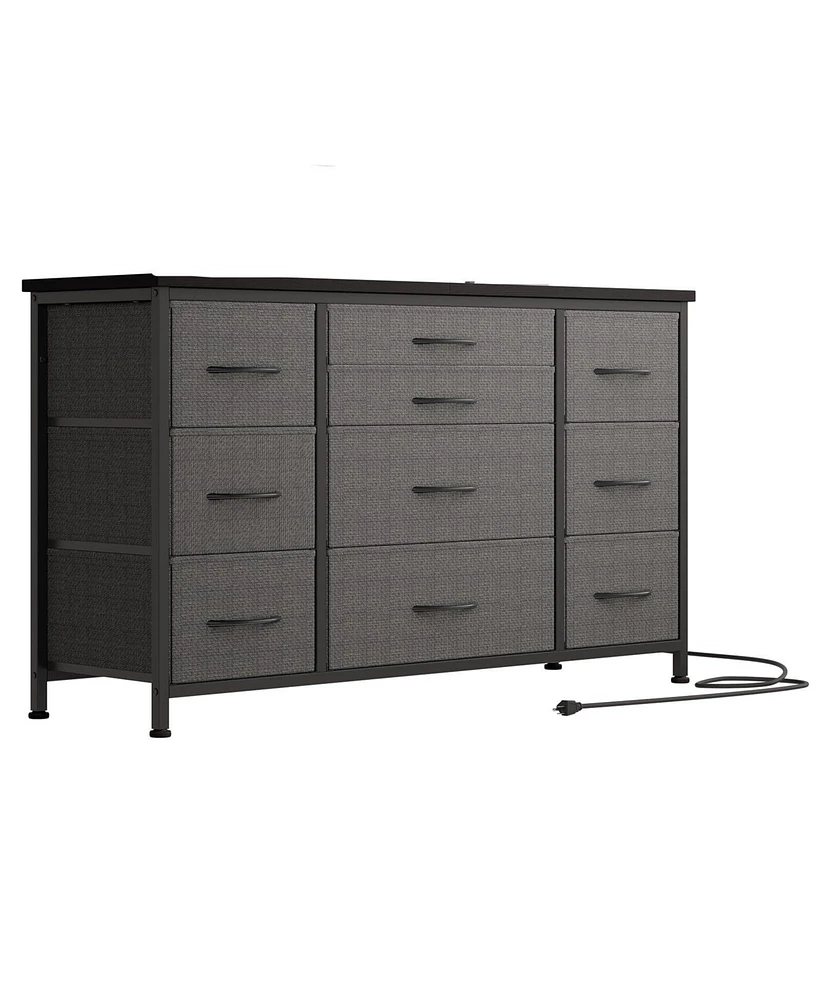 gaomon Dresser for Bedroom 55''Tv Stand with Power Outlet & Led Wide Dresser with 10 Large Drawers