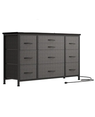 gaomon Dresser for Bedroom 55''Tv Stand with Power Outlet & Led Wide Dresser with 10 Large Drawers