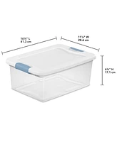 Sterilite Plastic 15 Quart Storage Box Container with Latching Lid, 48 Pack