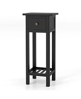 Gouun 2 Tier Slim Nightstand Bedside Table with Drawer Shelf