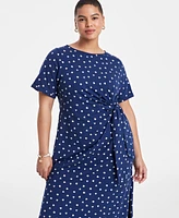 On 34th Trendy Plus Ditsy-Print Knit Midi Dress, Exclusively at Macy's