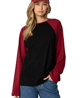 Edikted Womens Oversized Raglan Long Sleeve T Shirt