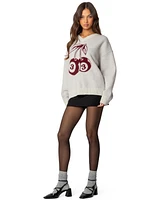 Edikted Women's Cherry 3 Oversized V Neck Sweater