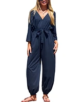 Cupshe Women's Navy Jersey Tapered Leg Jumpsuit