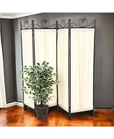 Slickblue Metal 4-Panel Room Divider with Fabric Screen