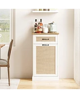 gaomon Tilt Out Trash Cabinet with Natural Rattan