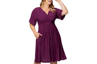 Kiyonna Plus Gia A-Line Midi Dress with Pockets