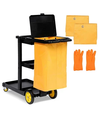 gaomon Cleaning Cart - 3 Tier Commercial Janitorial Cart