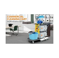 gaomon Commercial Janitorial Cart with Cabinet, 3-ply Multi-Purpose Engineered Plastic Housekeeping Car