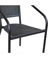 Sunnydaze Decor Aderes Steel Frame Plastic Patio Arm Chair - 330 lb Capacity - Set of 2 - Black Frame with Black Seat and Back