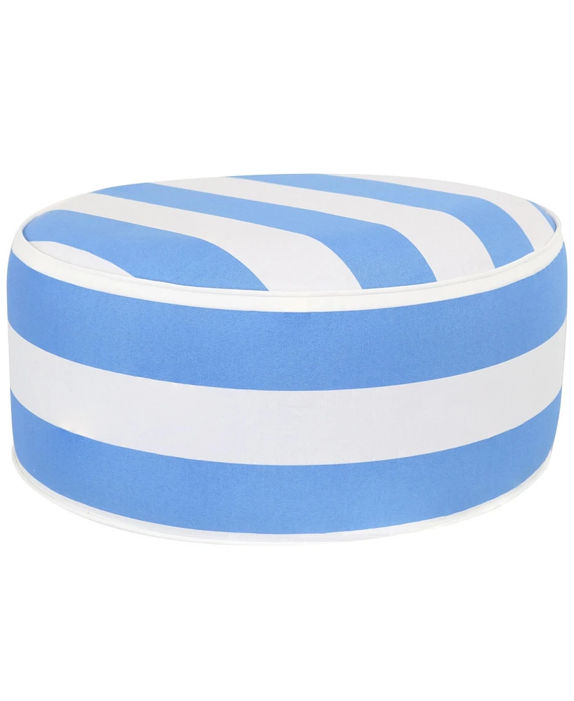Water-Resistant Outdoor Inflatable Ottoman - Indoor or Outdoor Use - 115-Pound Weight Capacity - Beach-Bound Stripe