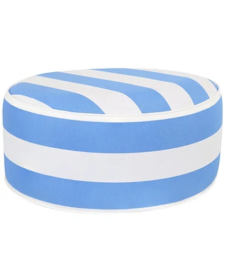 Sunnydaze Decor Water-Resistant Outdoor Inflatable Ottoman - Indoor or Outdoor Use - 115-Pound Weight Capacity - Beach-Bound Stripe