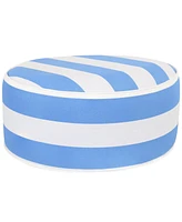 Water-Resistant Outdoor Inflatable Ottoman - Indoor or Outdoor Use - 115-Pound Weight Capacity - Beach-Bound Stripe