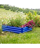 Sunnydaze Decor 4-Foot Galvanized Steel Square Raised Garden Bed - For Flowers, Plants, and Vegetables Silver