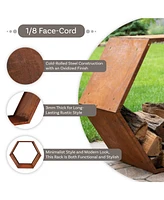 Outdoor Hexagon Heavy-Duty Firewood Log Rack - Honeycomb Design - Cold-Rolled Steel Construction