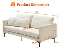 gaomon 78 Inch Sofa, Chenille Sofa, 3 Seater Couch, Modern Sofa with 2 Pillows, Comfy Couch for Living Room Apartment Bed Room, Beige