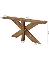 Tribesigns 70.9 Inches Long Sofa Table Behind Couch, Farmhouse Console Entry with Wooden Geometric Base for Entryway, Living Room