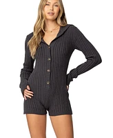 Edikted Women's Hooded Cable Knit Romper