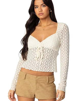 Edikted Women's Laila Textured Lacey Top