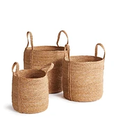 Napa Home & Garden Seagrass Round Baskets With Long Handles Set of 3