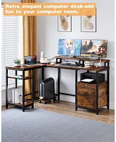 gaomon L Shaped Computer Desk with Power Outlet