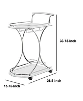 Slickblue Captivating Serving Cart with 2 Frosted Glass Shelves for Elegant Entertaining