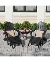 WestinTrends 4-Piece Outdoor Patio Hdpe Adirondack Chairs With Ottomans and Cup Holder Set
