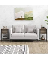 Gouun 3-Tier End Table with Usb Ports & Power Outlets-2 Pieces