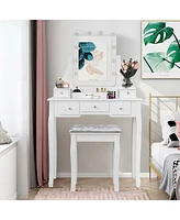 Gouun Vanity Dressing Table Set with 10 Dimmable Bulbs and Cushioned Stool