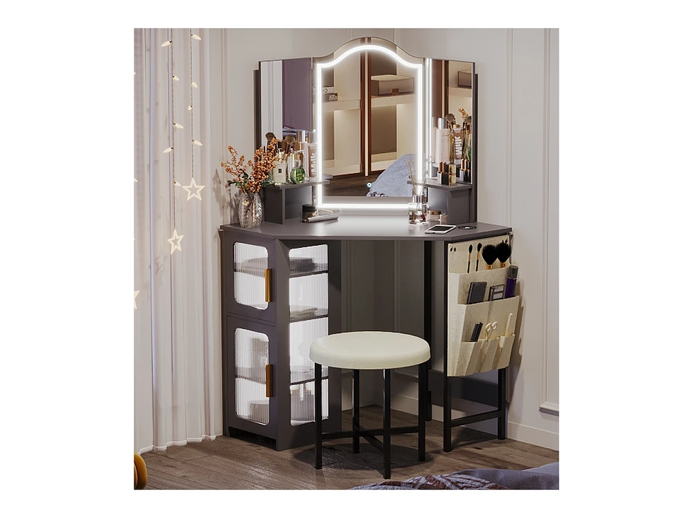 Vlsrka Vanity Makeup Desk with Mirror and Lights